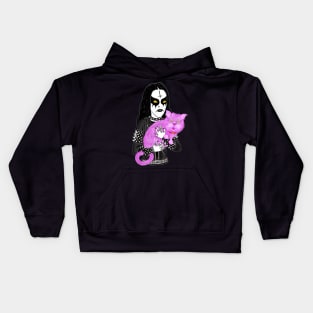 Metal Head with a Pink Cat 2020 Miskeldesign Kids Hoodie